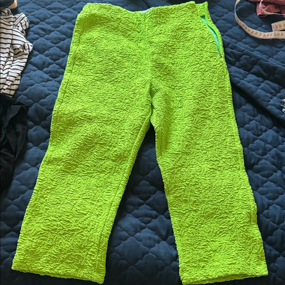 MSGM Vibrant Green Textured Pants